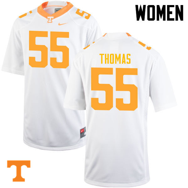 Women #55 Coleman Thomas Tennessee Volunteers College Football Jerseys-White - Click Image to Close